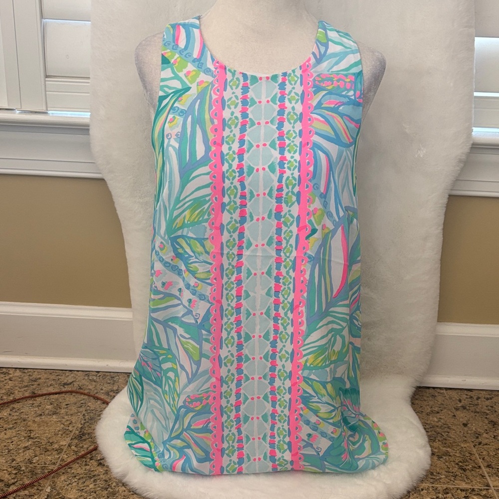 Lilly Pulitzer Tropical Print Tank Top in Aqua, Pink, Green